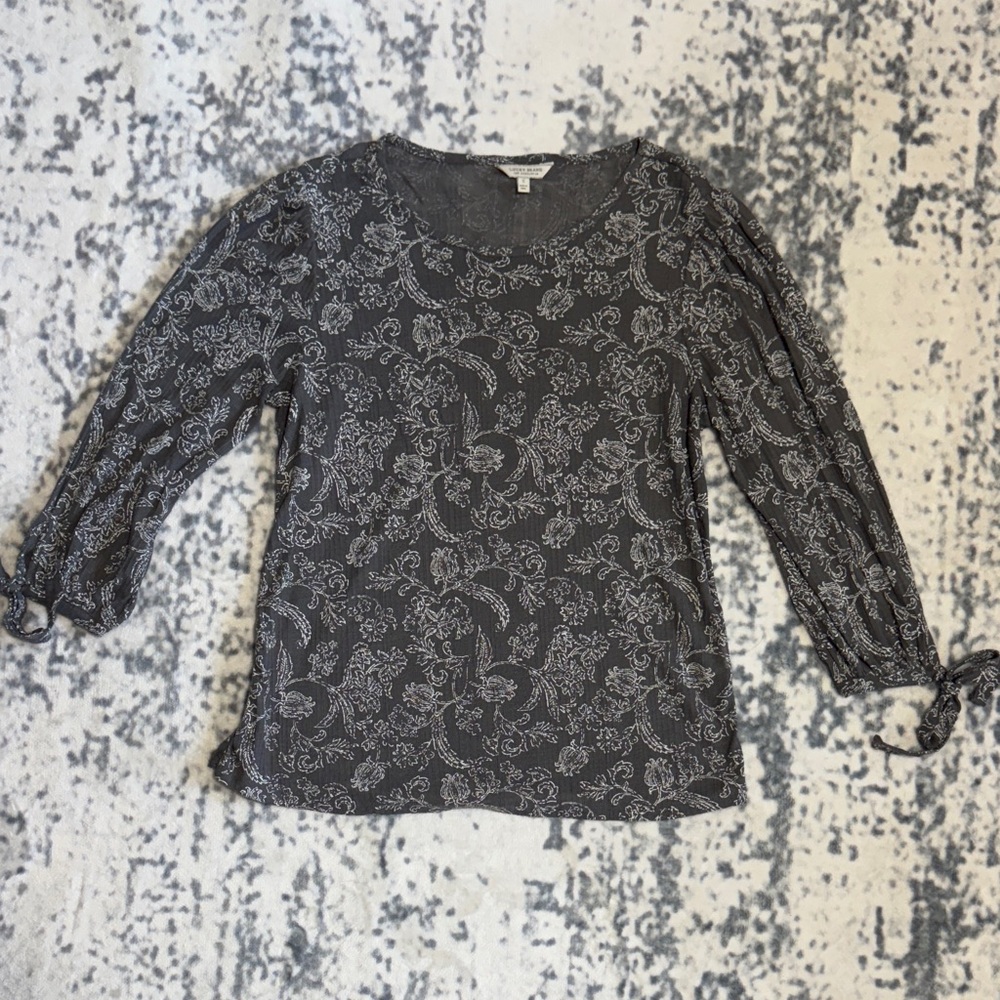 Lucky Brand Charcoal Paisley Women's Blouse